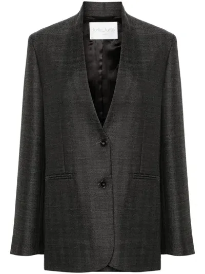 Forte Forte Wool Herringbone Sartorial Blazer In Grey