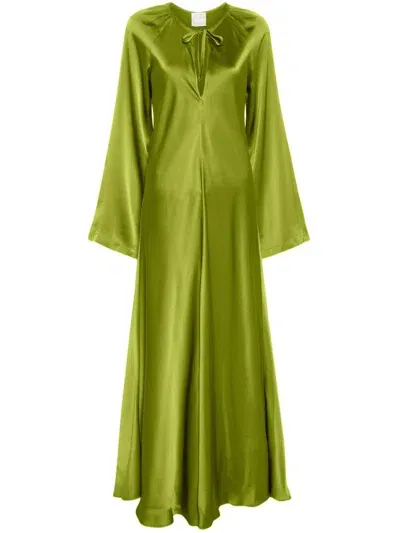 Forte Forte Keyhole-neck Silk Maxi Dress In Green