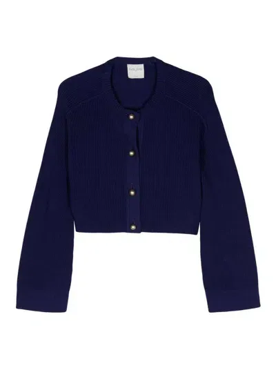 Forte Forte Cropped Virgin Wool Cardigan In Azul