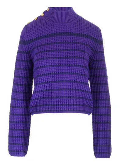 Forte Forte Merinos Striped Turtleneck Sweater Ink In Multi