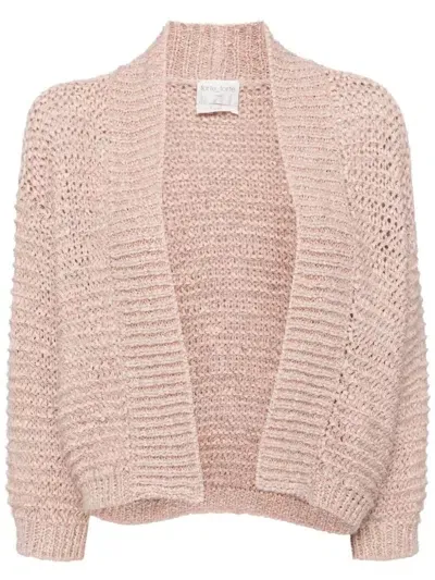 Forte Forte Open-knit Shawl Collar Cardigan In Pink