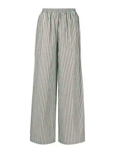 Forte Forte Wide-leg Striped Trousers In Green