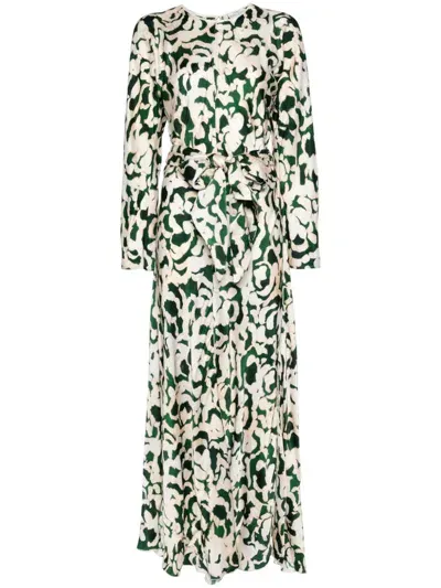 Forte Forte Abstract-print Maxi Dress In Green