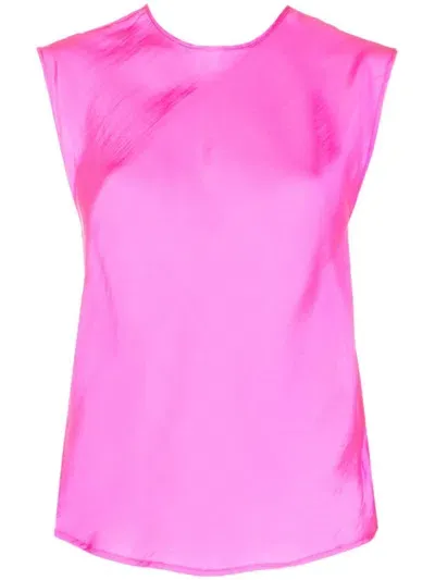 Forte Forte Round-neck Silk-blend Tank Top In Pink