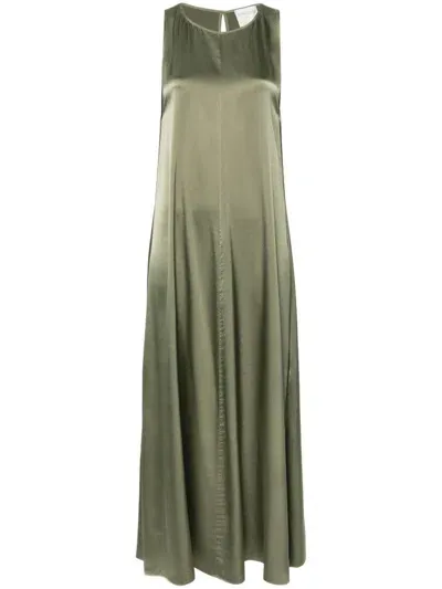 Forte Forte Sleeveless Satin Maxi Dress In Olive