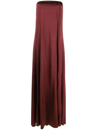 Forte Forte A-line Strapless Stretch-silk Maxi Dress In Brown