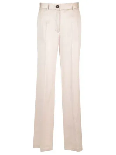 Forte Forte Stretch Heavy Silk Satin Tailored Pants In Ivory