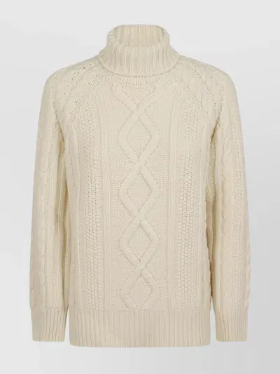 Forte Forte Wool Cable Knit Turtleneck Sweater In Avorio