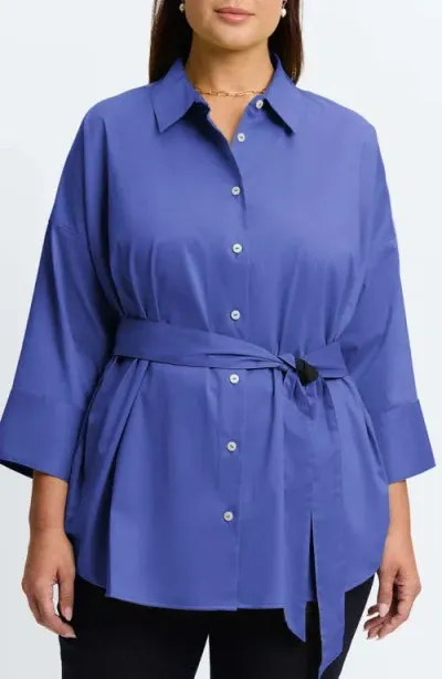 Foxcroft Avery Stretch Button-up Shirt In Blue