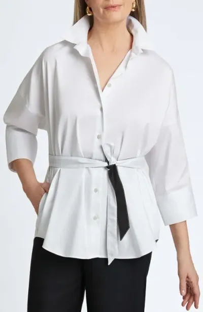 Foxcroft Avery Stretch Button-up Shirt In White