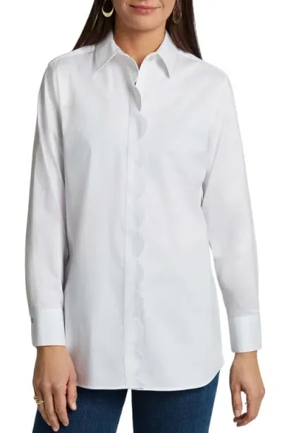 Foxcroft Layla Sateen Button-up Shirt In White