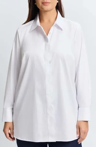 Foxcroft Layla Sateen Button-up Shirt In White