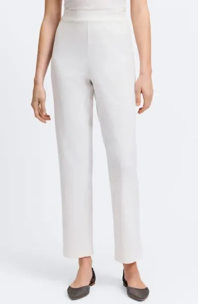 Foxcroft Louisa Crepe Knit Ankle Pants In Ecru