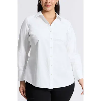 Foxcroft Mary Cotton Button-up Shirt In White