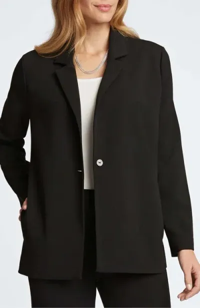 Foxcroft Morgan Crepe Knit Blazer In Black