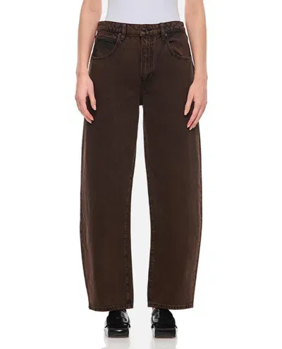 Frame Long Barrel Denim Pants In Brown