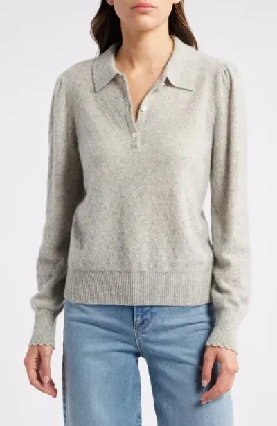 Frame Pointelle-knit Cashmere Sweater In Gray