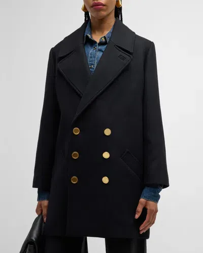 Frame Classic Wool-blend Peacoat In Black