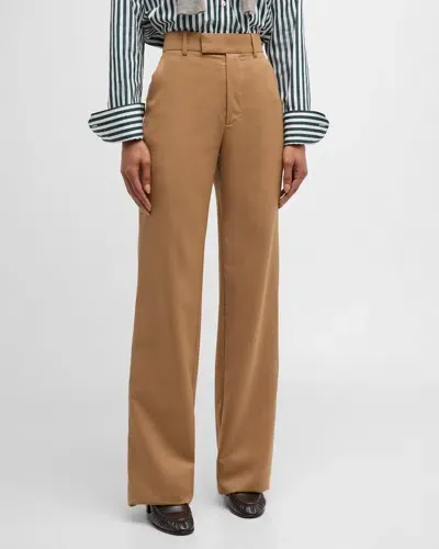 Frame Easy Slim Wool Blend Crop Pants In Light Camel