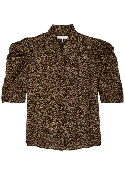 Frame Gillian Leopard-print Silk-chiffon Blouse In Brown