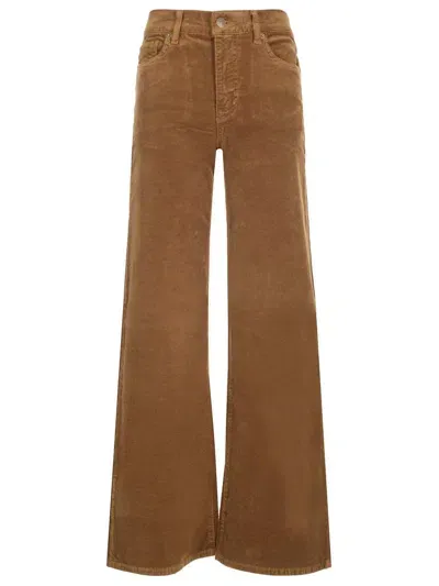 Frame Le Slim Palazzo Corduroy Trousers In Brown