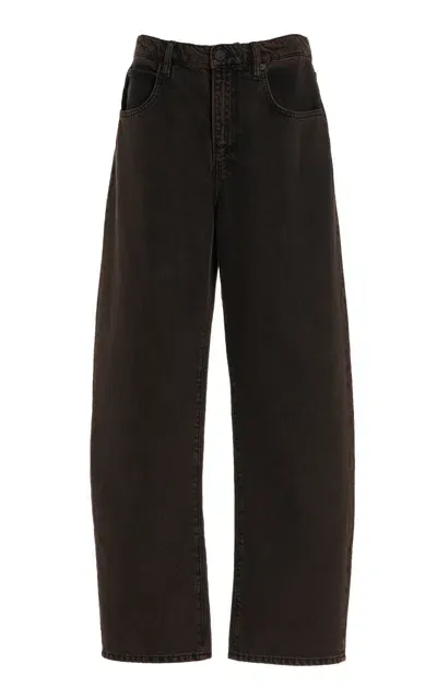 Frame Rigid High-rise Long Barrel-leg Jeans In Brown