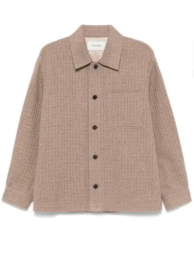 Frame Textured Shirt Jacket In Brown