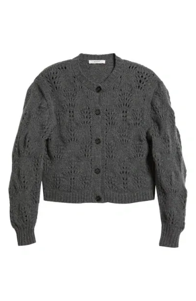 Frame Textured Stitch Wool Cardigan In Dark Gris Heather