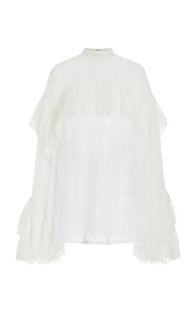 Francoise Carine Ruffled Lace Top In White