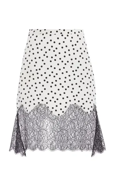 Francoise Exclusive Stevie Lace-trimmed Silk Crepe Mini Skirt In White