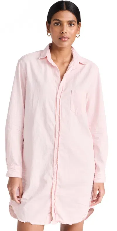 Frank & Eileen Mary Long Sleeve Tattered Cotton Denim Shirtdress In Pink Pearl