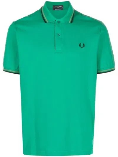 Fred Perry Logo-embroidered Cotton Polo Shirt In Green