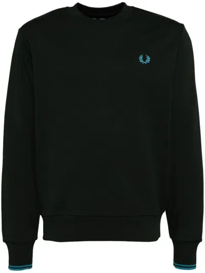 Fred Perry Logo-embroidered Cotton Sweatshirt In Green