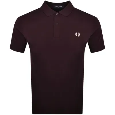 Fred Perry Plain Polo T Shirt Burgundy