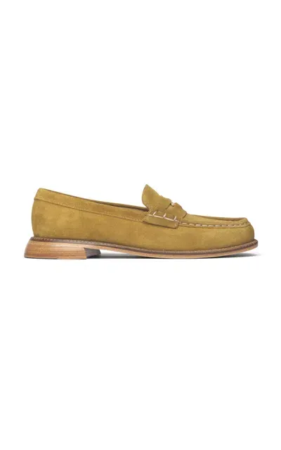 Freda Salvador Elba Suede Penny Loafers In Yellow