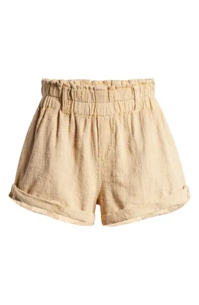 Free People Solor Baja Paperbag Waist Flare Cotton Shorts In Multi