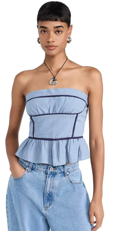 Free People Tara Tube Top Faded Denim In Multi