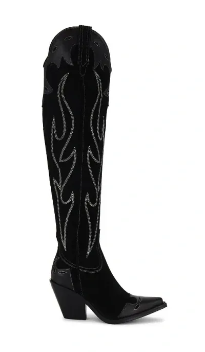 Free People Wild West Thigh High In Black Suede