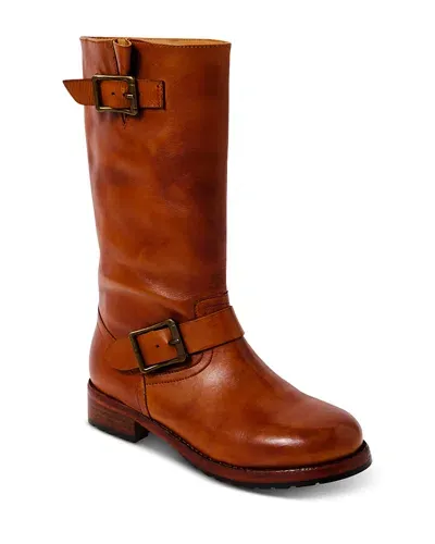 Free People Women's Ride Or Die Engineer Boots In Burnt Caramel Suede