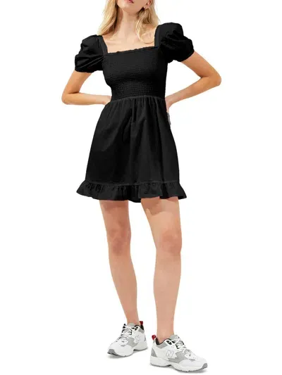 French Connection Whisper Short Sleeve Mini Dress In Black