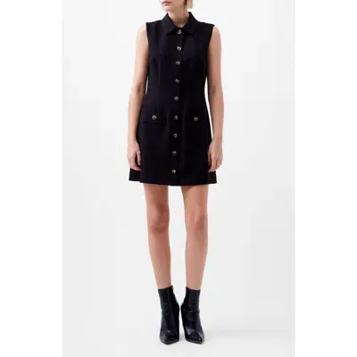 French Connection Azra Sleeveless Twill Mini Shirtdress In Black