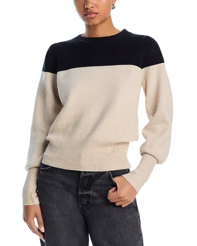 French Connection Babysoft Color Blocked Sweater In Black/oatmeal