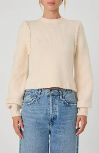 French Connection Fluffy Knit Braided Sweater In Cream