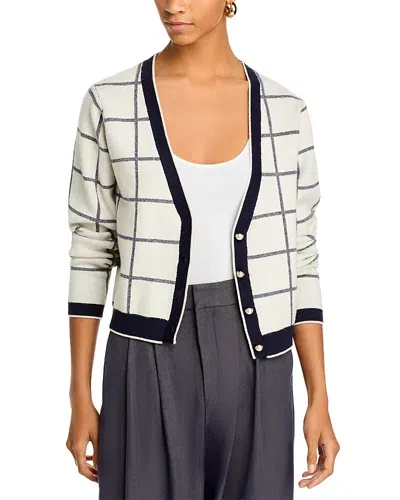 French Connection Check Cardigan In Classic Cream