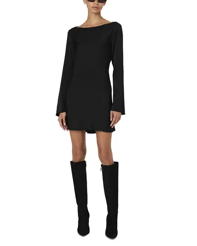 French Connection Ennis Long Sleeve Satin Minidress In Black