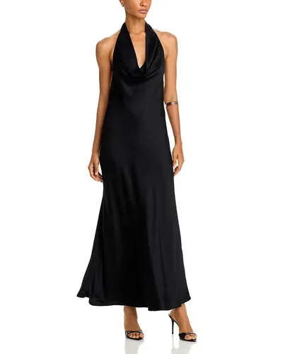 French Connection Ennis Satin Halter Dress In Black