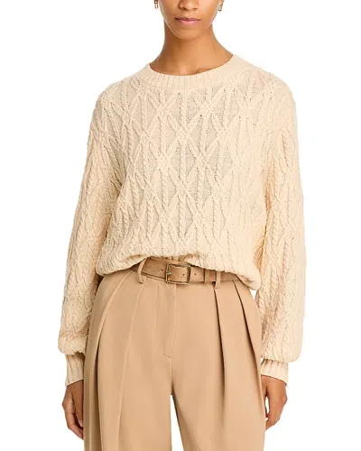 French Connection Layon Cable Knit Sweater In Classic Cream