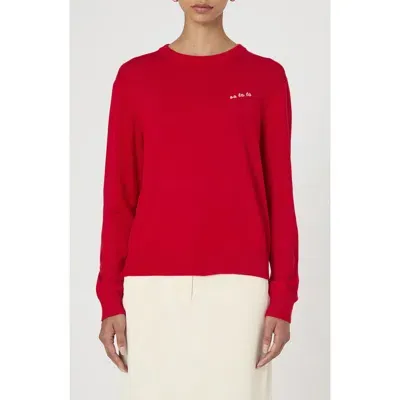 French Connection Logo Script Sweater In Mars Red