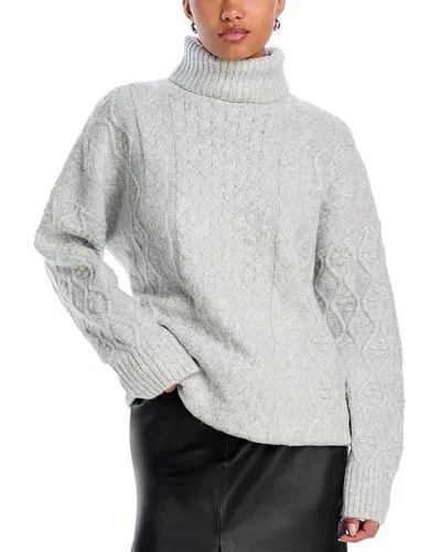 French Connection Makira Cable Knit Sweater In Light Grey