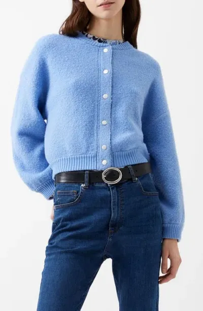 French Connection Melissa Knit Bomber Jacket In Dusted Blue